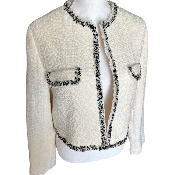 MNG Cinta Open Front Crop Tweed Jacket-Size Medium - Picture 5 of 13